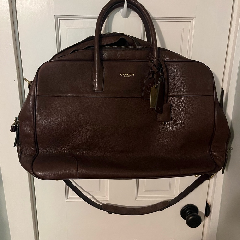 Coach Brown Duffel Bag with Leather Straps